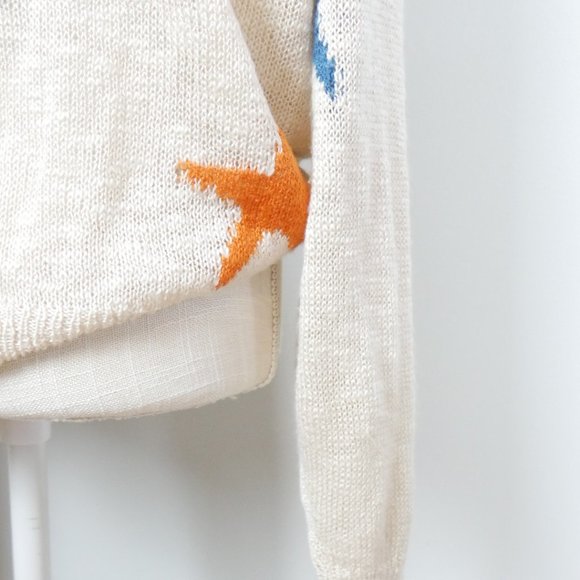 Blank Paige Tan Lightweight Sweater with Colorful Stars Medium - Picture 5 of 9